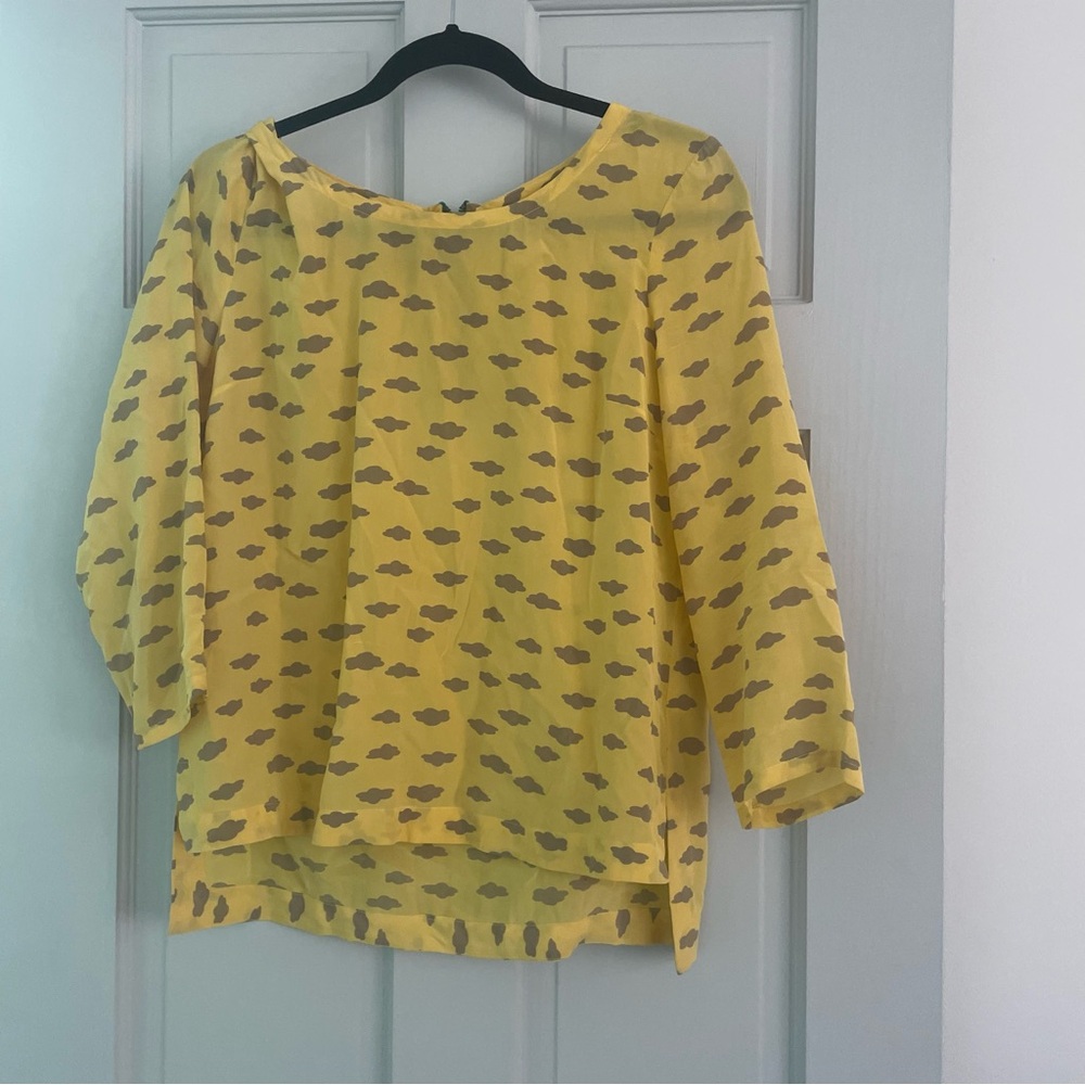 Maeve Yellow Cloud Patterned Blouse Size Medium - image 1